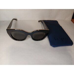Le Specs Black Cat Eye Sunglasses with Gold Trim